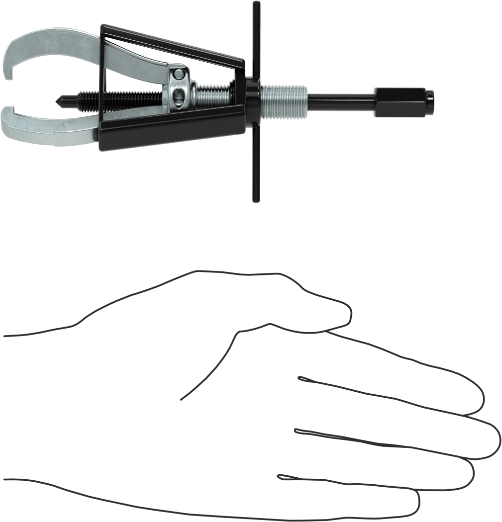 Quick-Hold Dış Kavrama Dişli ve Yatak Çekici, Bir Ucunda Uçlu 3 Çene, Kafes Kontrolü, 1/4" ila 3-1/4" Dış Çap