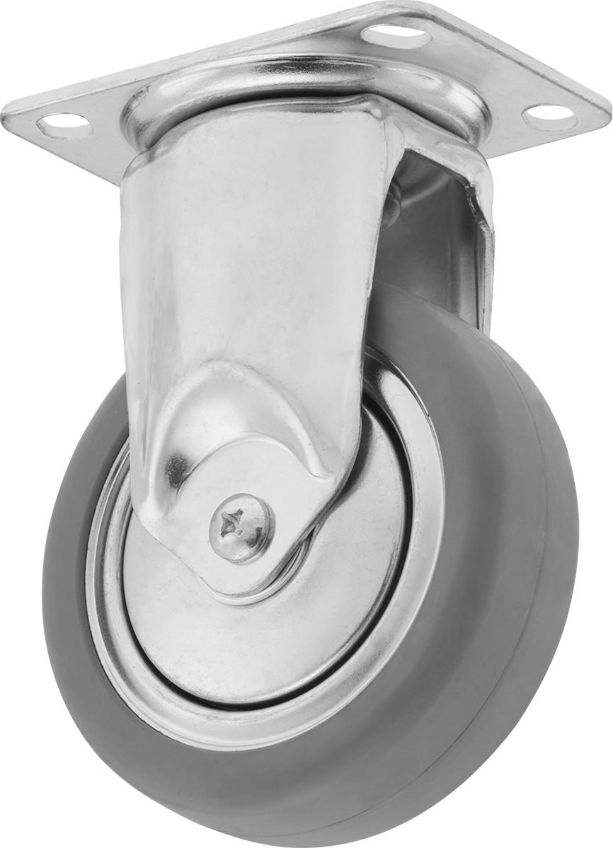 3-3/4" x 2-3/4" Plakalı Parlak Yüzeyli Tekerlek, 4 inç Çapında Kauçuk Tekerlekli Sert — 4", Levha, 2 3⁄4"
