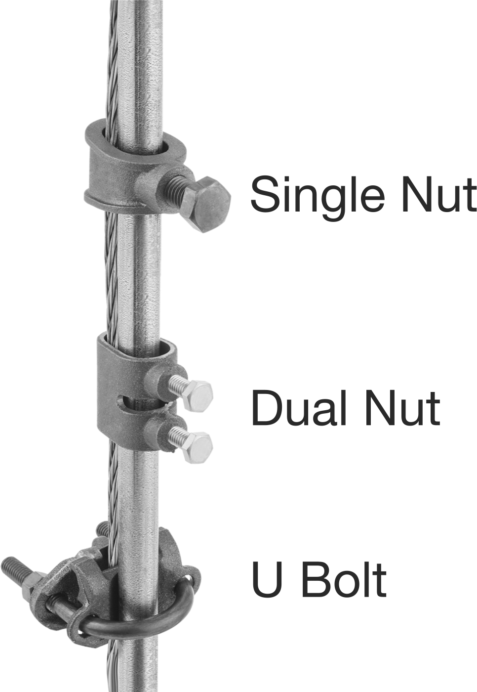 Tek Somunlu Topraklama Çubuğu Kelepçesi, 1/2" Çubuk Çapı için