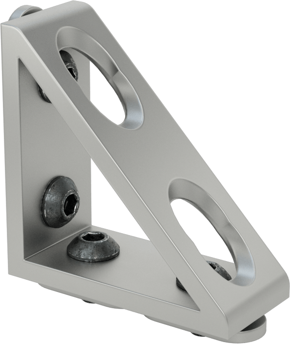 T-Yivli Çerçeve Yapısal Braket, 25 mm Yüksekliğinde Ray için Gümüş Köşebent Braket, 1-31/32" Uzunluk — Köşe, Gümüş, M6