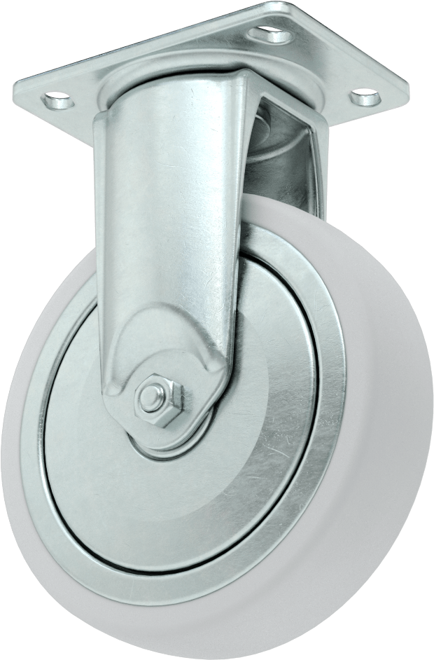 3-3/4" x 2-3/4" Plakalı Parlak Yüzeyli Tekerlek, 5" Çapında Kauçuk Tekerlekli Sert — 5", Levha, 2 3⁄4"