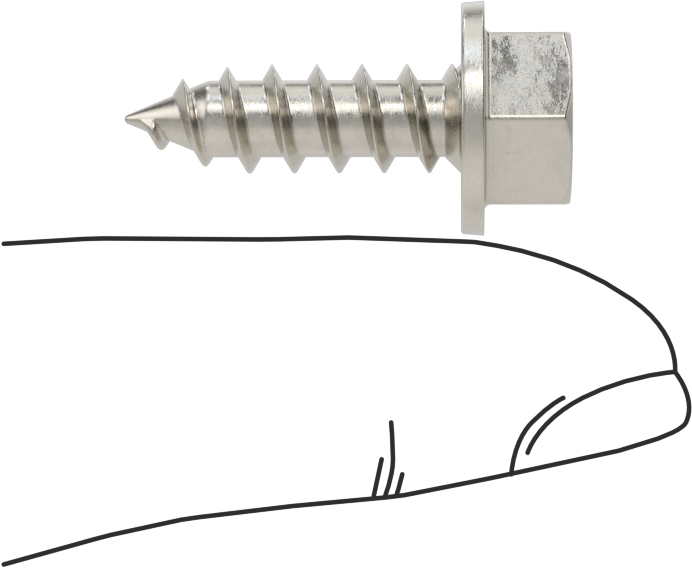 Sac Metal için Flanşlı Altıköşe Başlı Vidalar, Süper Paslanma ve Aşınmaya Dayanıklı 316 Paslanmaz Çelik, 14 Numaralı Boyut, 3/4" Uzunluk