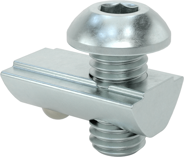 T-Yivli Çerçeve, Top Somun ve M8 Düğme Başlı Vida, 1.5 inç ve 40 mm Ray, Gümüş — Drop In, Vida ve Somun Seti, Ofset