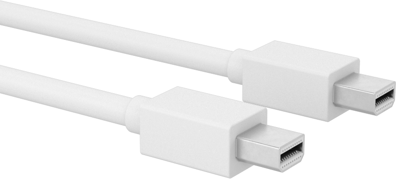 Displayport Kablosu, Mini Displayport Fişleri, 6 Fit Uzunluk — 6 ft., Beyaz, Ekranlı
