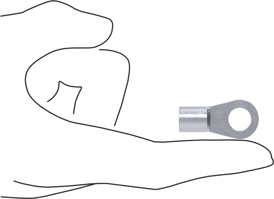 Yalıtımsız Halka Terminaller, 4 AWG ve 3/8" Vida Boyutu için, Nikel Kaplı Çelik