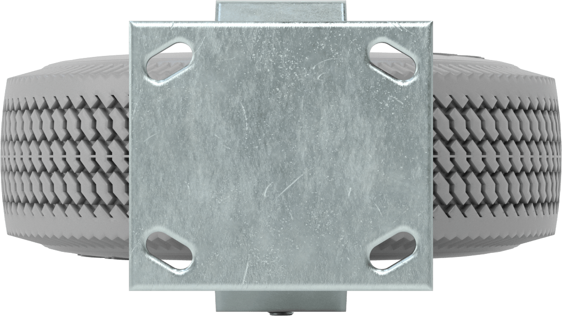 4-1/2" x 4" Plakalı Tekerlek, Sabit, 10" Çapında Gri Kauçuk Pnömatik Tekerlekli