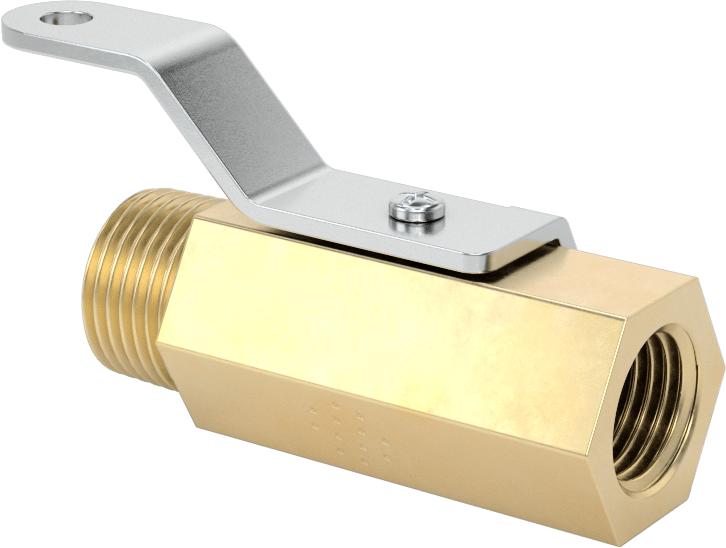 Yüksek Basınçlı Kompakt Dişli Açma/Kapama Valfi, Kısa Kol Tutacaklı, 1/4 NPT Dişi x 3/8 NPT Erkek