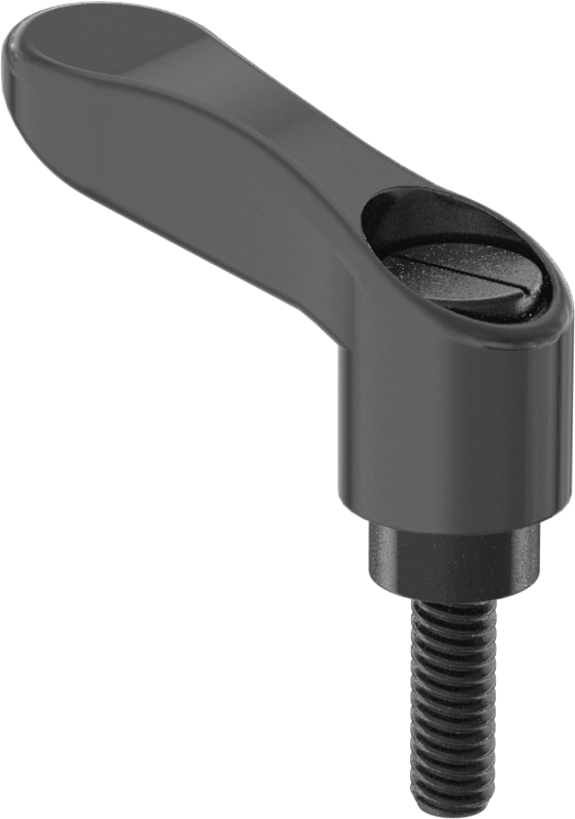 Rahat Tutuşlu Naylon Ayarlanabilir Tutamak, 1/4"-20 Dişli 3/4" Uzunlukta Saplama — 1⁄4"-20, Dişli Saplama, Plastic, Polypropylene