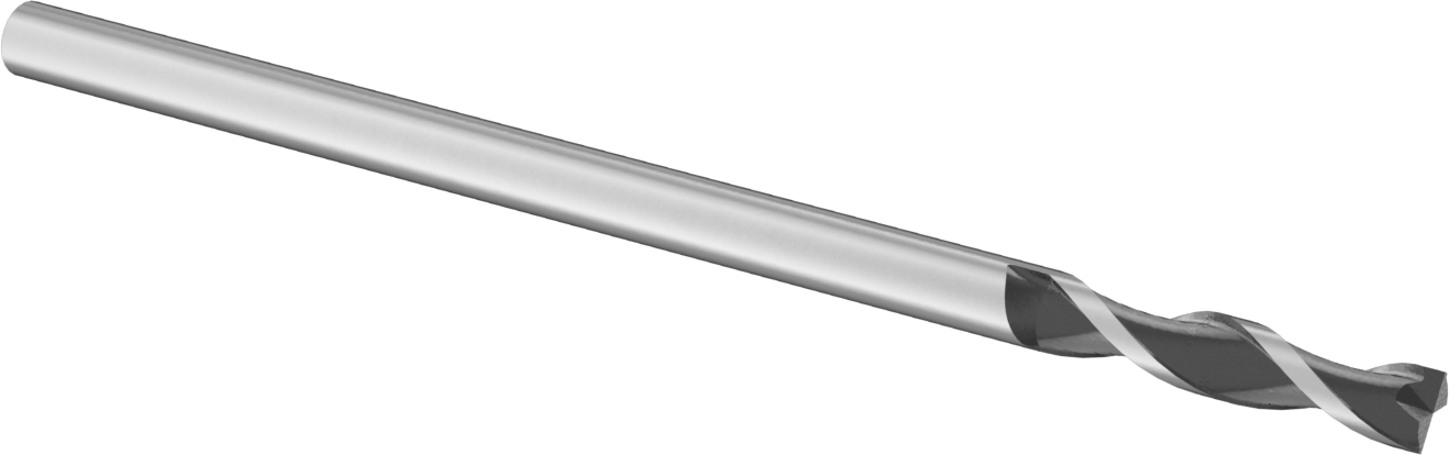 Karbür İki Kanallı Uçlu Freze, Kare Uç, TiN Kaplamalı, 3/16" Freze Çapı, 4" Toplam Uzunluk