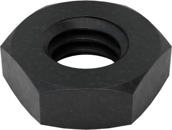 316 Paslanmaz Çelik Dar Profilli Altıköşe Somun, Siyah Oksit, M3 x 0.5 mm Dişli, 5 mm Genişlik