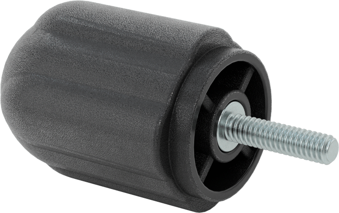 Rahat Tutuşlu Plastik Yivli Topuz, 1/4"-20 Dişli 1" Uzunlukta Saplama, 1-11/16" Baş Çapı