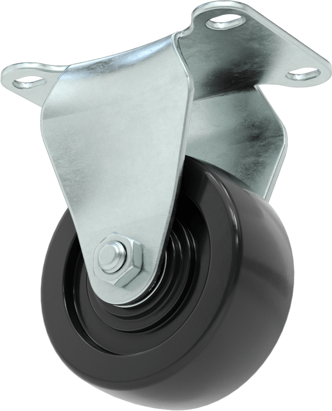 Mighty-Lite Tekerlek, 3-5/8" x 2-1/2" Plaka, 3 inç Çapında 80A Kauçuk Tekerlekli Sert