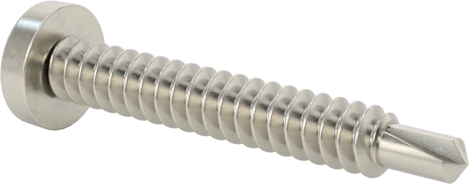 Metal için Phillips Yuvarlak Başlı Delme Vidaları, Yüksek Mukavemetli, 410 Paslanmaz Çelik, 1/4" Boyut, 1-3/4" Uzunluk