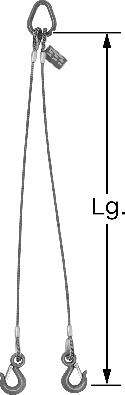Kancalı Tel Halat Askısı, 2 Ayak, Bağlantı Halkalı, 1/4" Çap, 2 Fit Uzunluk