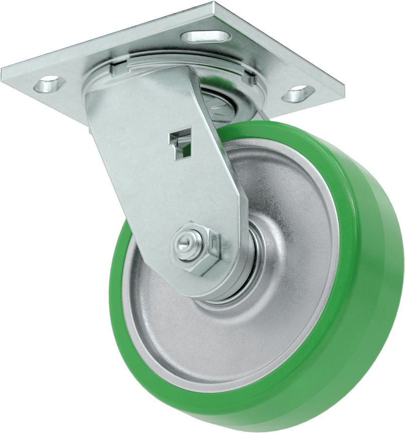 4-1/2" x 4" Plakalı Yüksek Kapasiteli Spartan Tekerlek, 5 inç Çapında x 1-1/2 inç Açık Rulmanlı Poliüretan Tekerlekli Döner Tekerlek