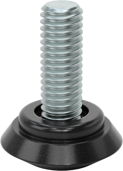 PVC Tabanlı Sert Seviyelendirme Montaj Parçaları, 1" Uzunlukta 3/8"-16 Dişli Çinko Kaplı Çelik Saplama — 3/8"-16, Sert, 1 1/8"