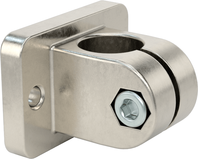 Ağır Hizmet Tipi Kelepçeli Çerçeve, 18 mm Dış Çaplı Ray için Delikli Ofset Destek, Alüminyum — 18 mm, Yuvarlak, Alüminyum