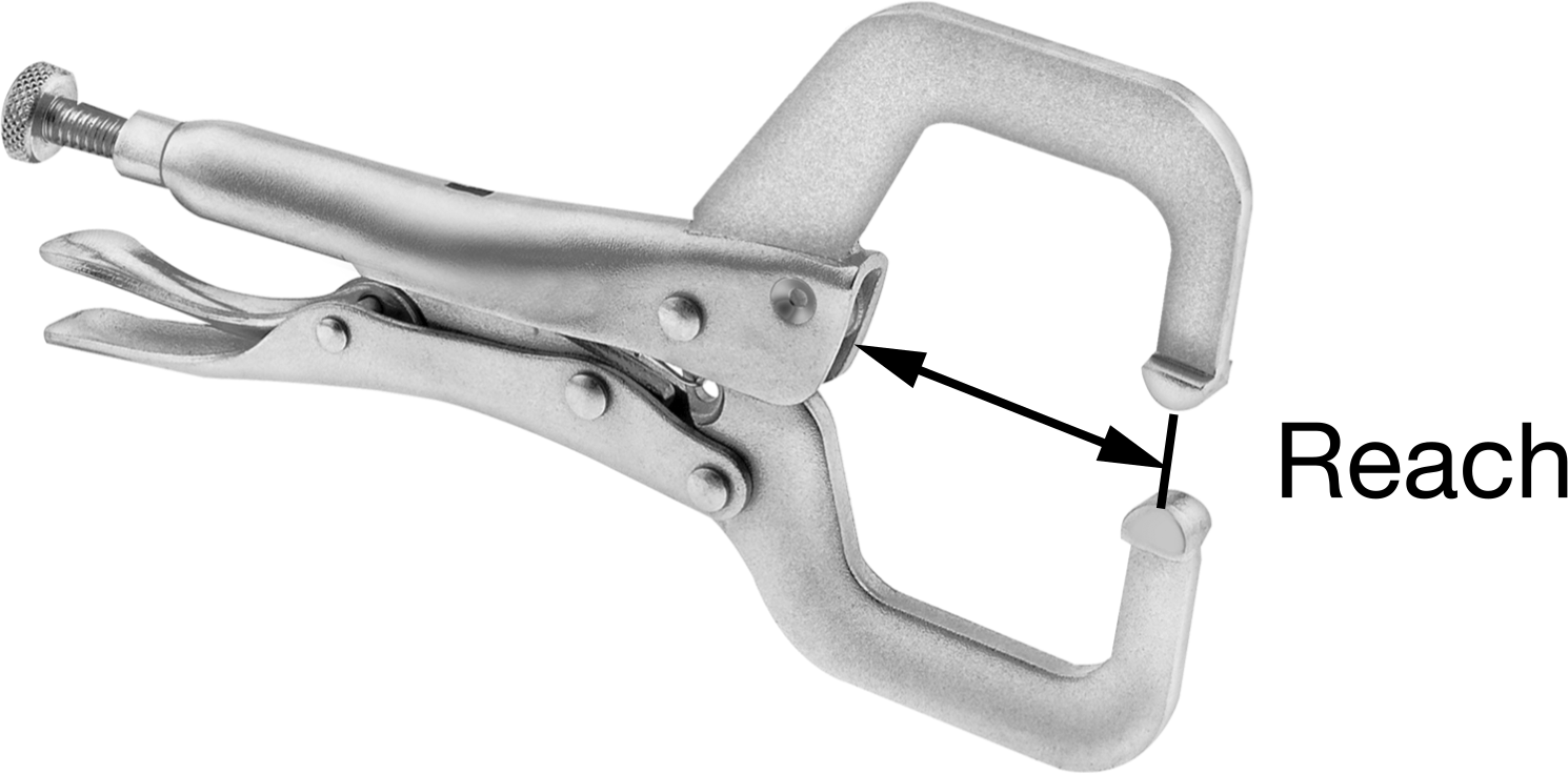 Kilitleme Pense Kelepçesi, Sabit Çene, 0" ila 2-1/8" Açıklık, Kol Açma