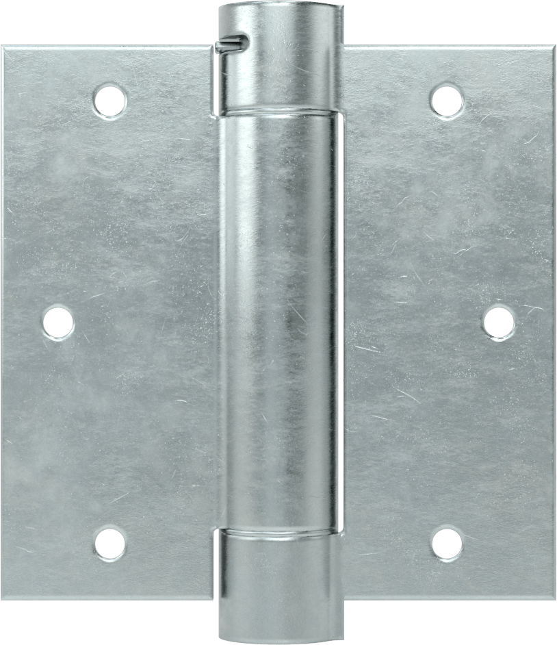 Gömme Montaj Şablonu Giriş Kapısı Yaylı Menteşe, Kare, Çinko Kaplı Çelik, 1-3/8" Kalınlığında Kapı, 3-1/2" x 1-3/4" Yaprak