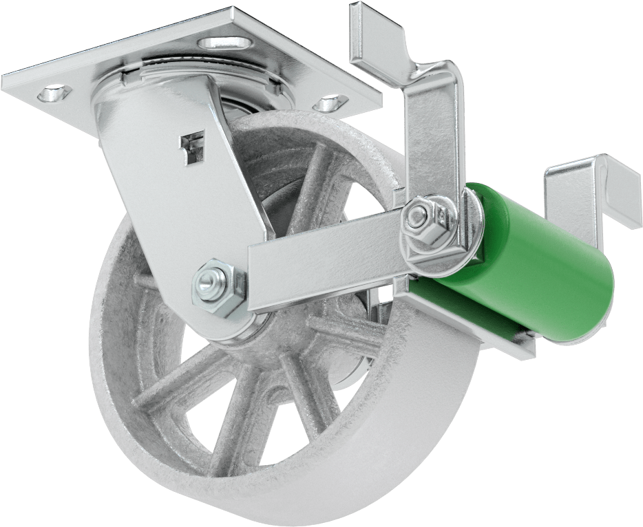 4-1/2" x 4" Plakalı Yüksek Kapasiteli Spartan Tekerlek, Frenli Döner Tekerlek ve 6 inç Çapında Açık Rulmanlı Metal Tekerlek — 6", Demir,…