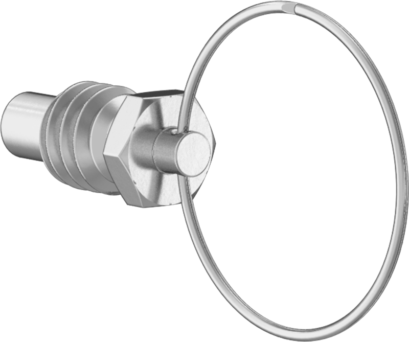 18-8 Paslanmaz Çelik Halka Tutamaklı Geri Çekilebilir Yaylı İtici, Kordonlu, 1/4"-20 Diş, 0.5-2 lb. Burun Kuvveti
