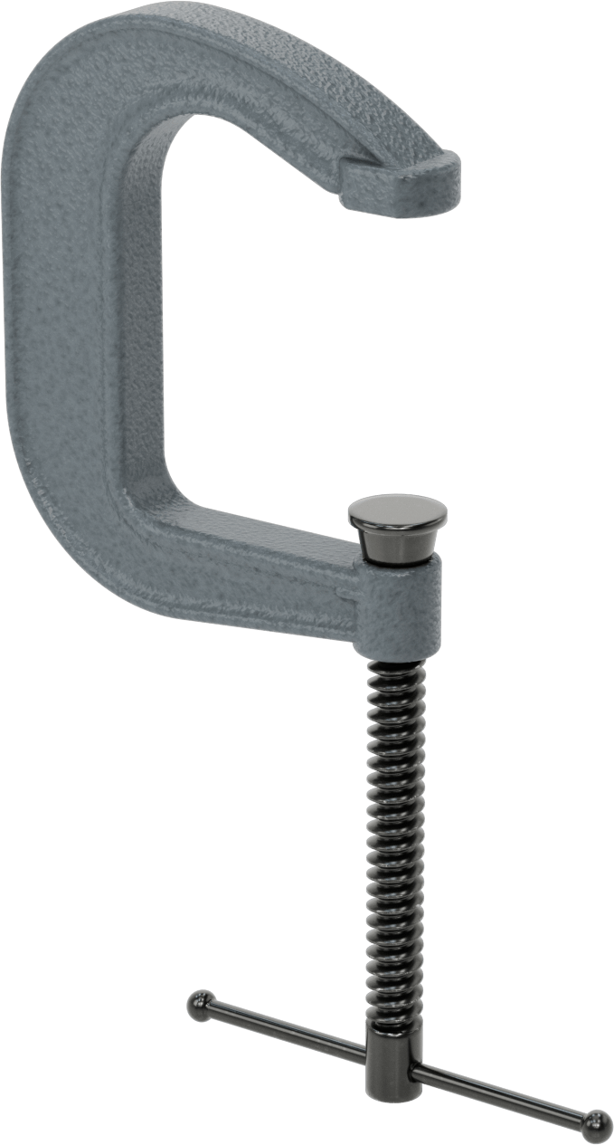 Uzatılmış Erişimli C-Kelepçesi, Kayan T-Kolu, 0" - 4" Açıklık, 4" Uzanma