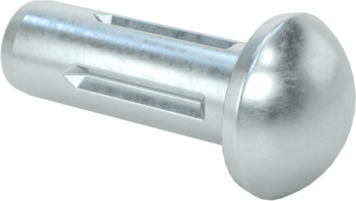 Yuvarlak Başlı Tam Oluklu Pim, Çinko Kaplamalı 1004-1045 Karbon Çelik, 1/4" Uzunluk, 0.086 inç Uç Çapı
