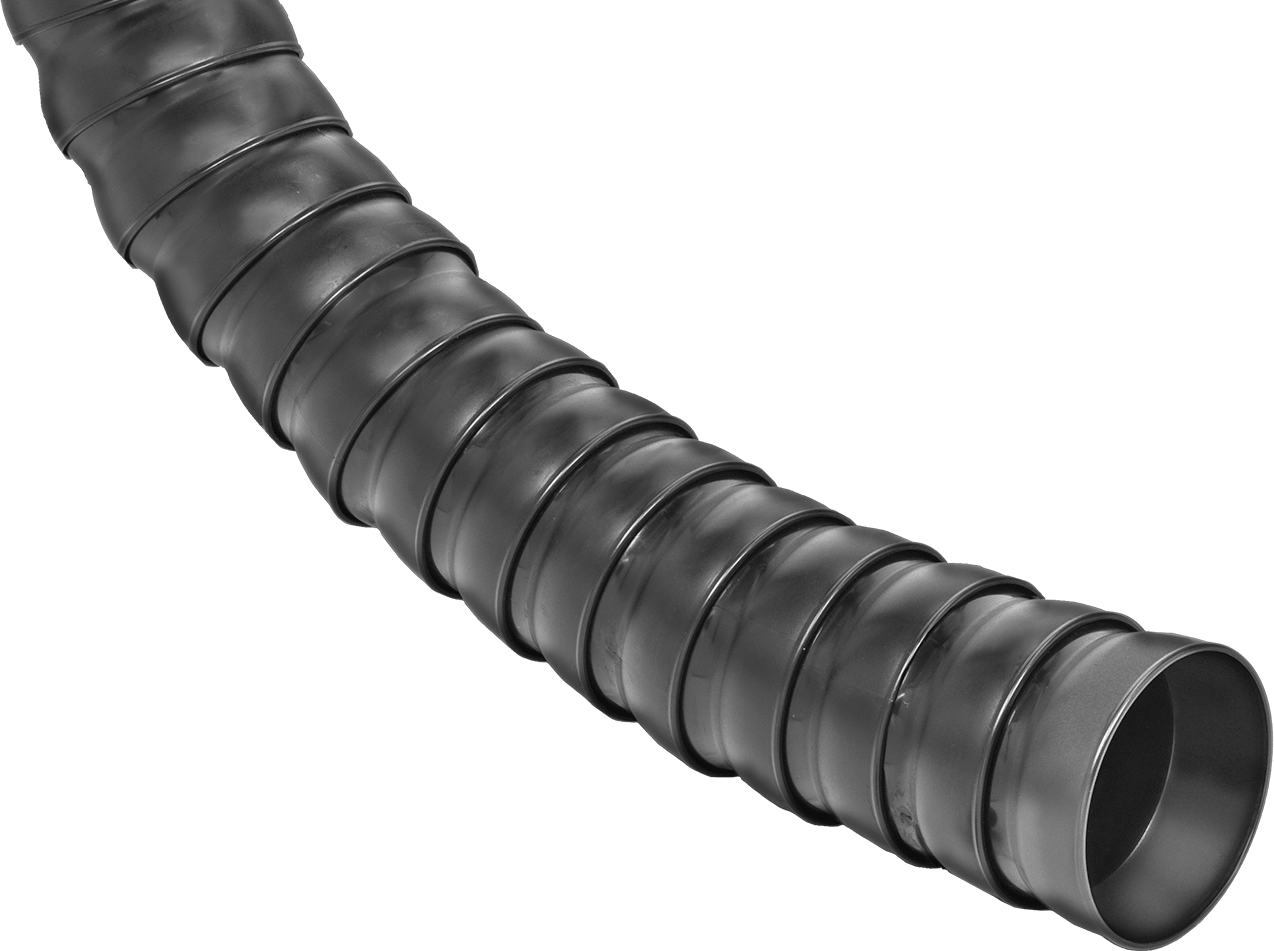 2-1/2" İç Çaplı Her Yöne Yönlendirilebilir Kanal Hortumu (Talaş ve Plastik Peletler için) — 2 1/2", Esnek, Siyah