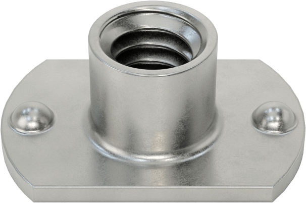 Çıkıntılı Çelik Dar Tabanlı Kaynak Somunları, Çinko Kaplamalı, 1/4"-20 Diş Boyutu — 1⁄4"-20, Flanş, Kaynak, Çelik