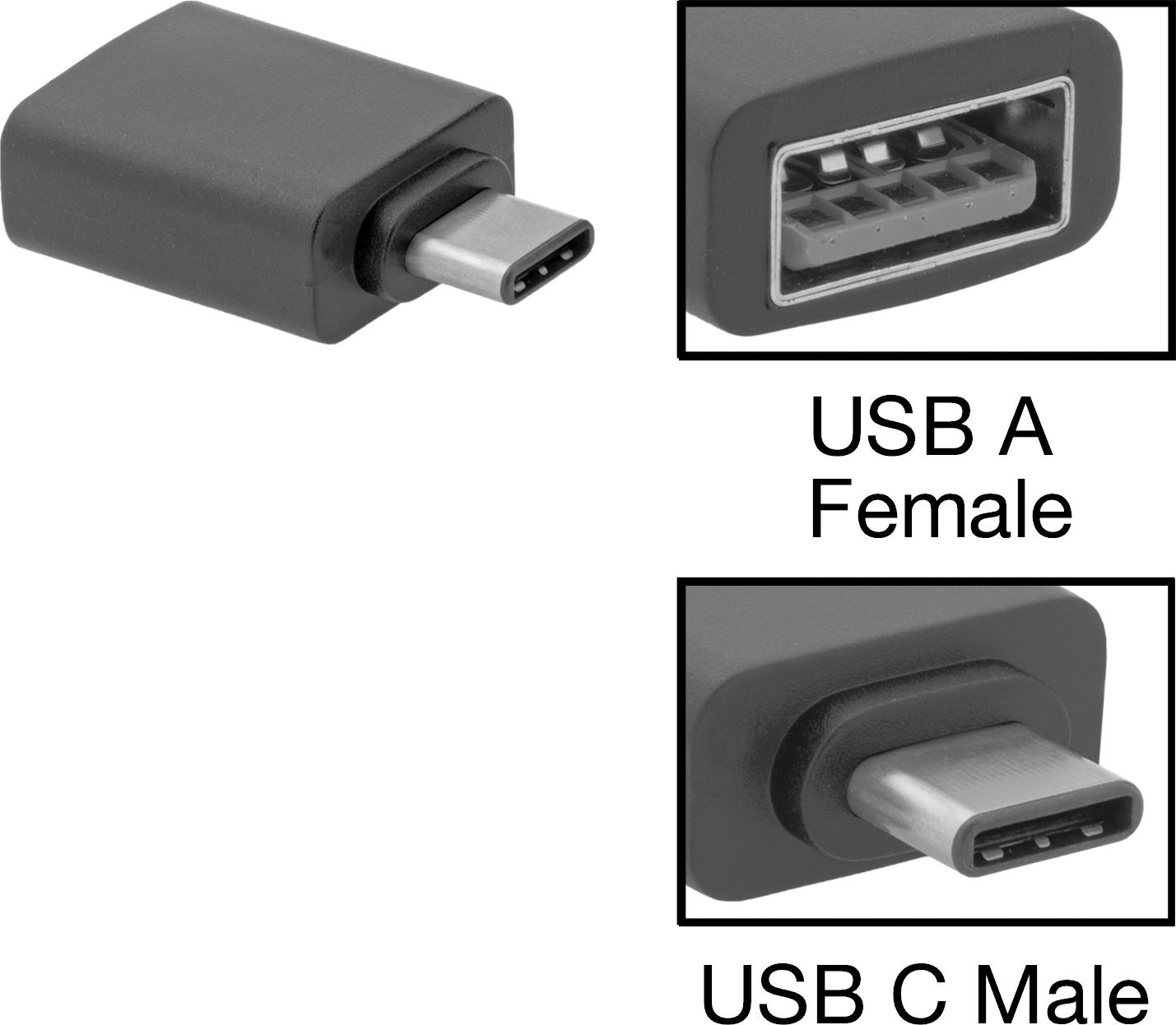 USB 3.2 Gen 1 A Dişi x Ters Çevrilebilir C Erkek Adaptör — Adaptör, Düz, 3.2 Gen 1
