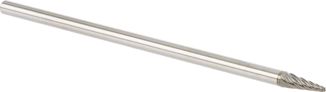 Yumuşak Metaller ve Plastik için Ekstra Uzun Frez, Yuvarlak Konik, 1/4" Baş Çapı
