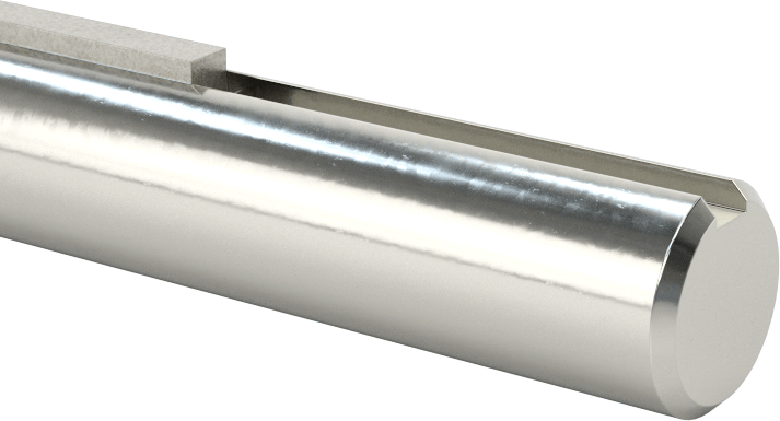 Kısmen Anahtarlı Döner Mil, 1045 Karbon Çelik, 3/8" Çap, 3/32" x 3/64" Kama Yuvası, 24 inç Uzunluk