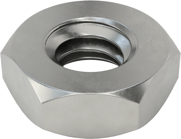 Düşük Mukavemetli Çelik İnce Profilli Altıköşe Somun, Sınıf 2, 1/4"-20 Diş Boyutu