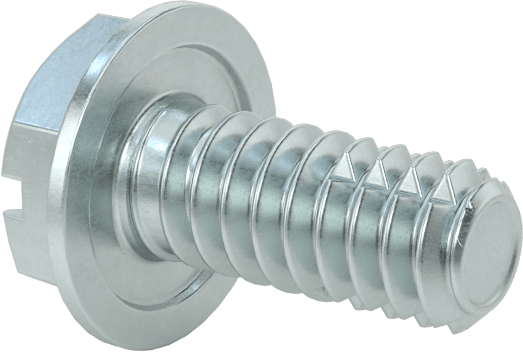 Çelik Flanşlı Altıköşe Başlı Diş Açma Vidası, Yarık, Çinko Kaplamalı, 4-40 Diş Boyutu, 1/4" Uzunluk