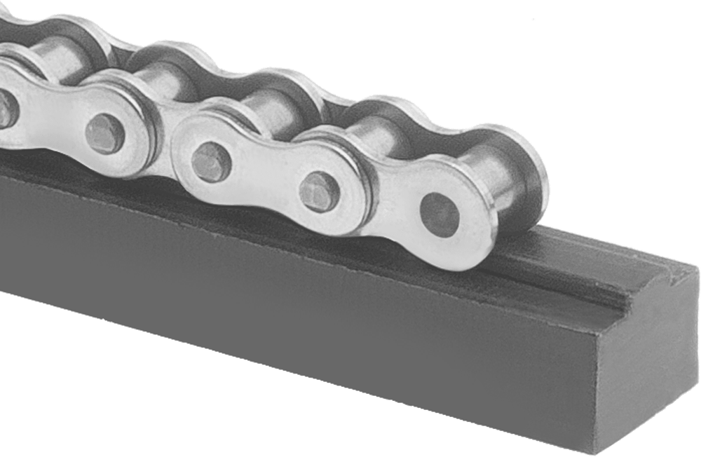 ANSI Makaralı Zincir Kılavuzu, Merkez Kanalı, PTFE, 40 Numaralı Zincir için — 40, 1 ft., 4 ft., Plastic, PTFE