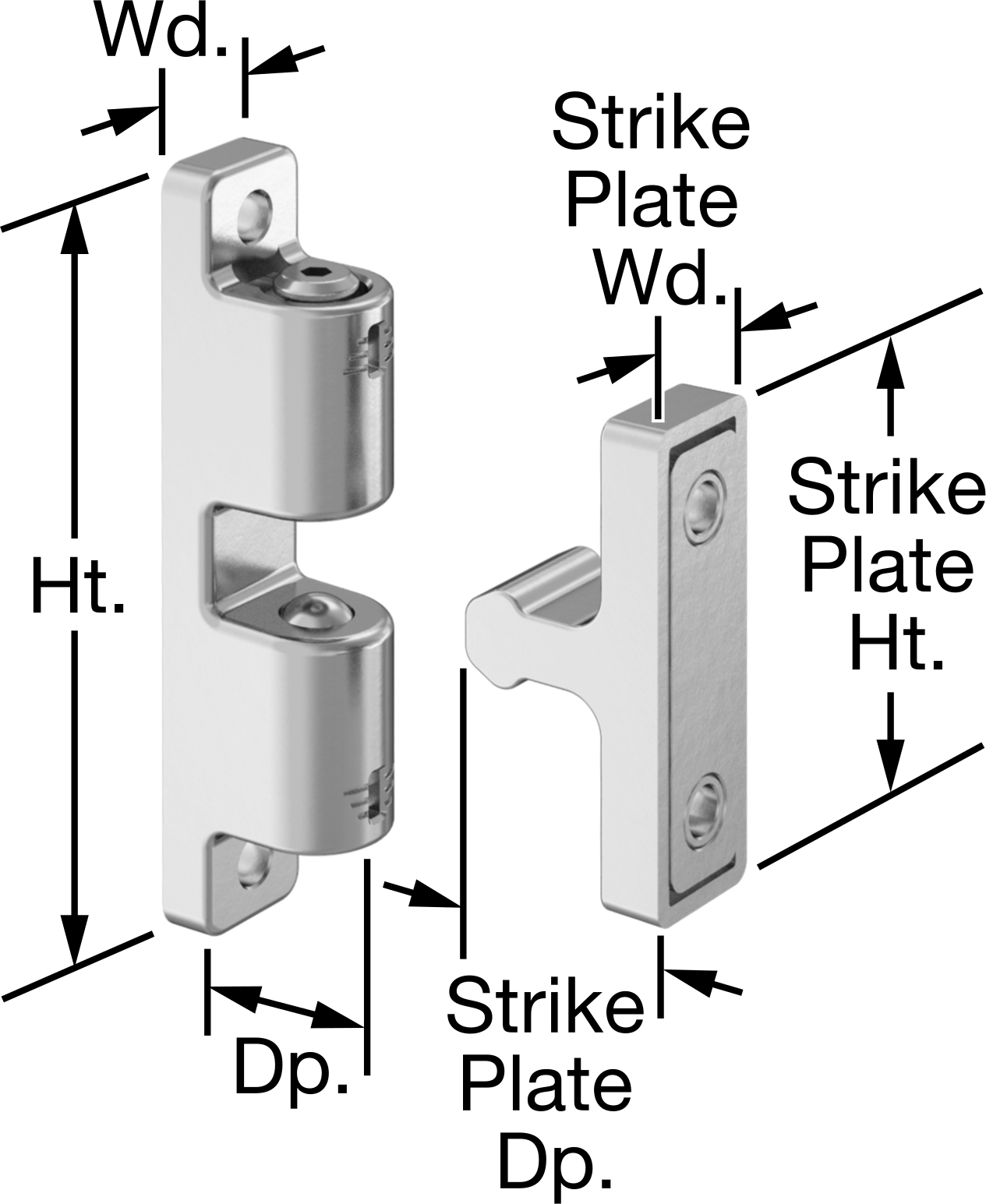Çok Yönlü Top Tutma Mandalı, Sol, Sağ, ve Ön Tutma Yönü, 316 Paslanmaz Çelik, 3-3/8" Yükseklik — 316 Stainless Steel, Stainless Steel, 31…