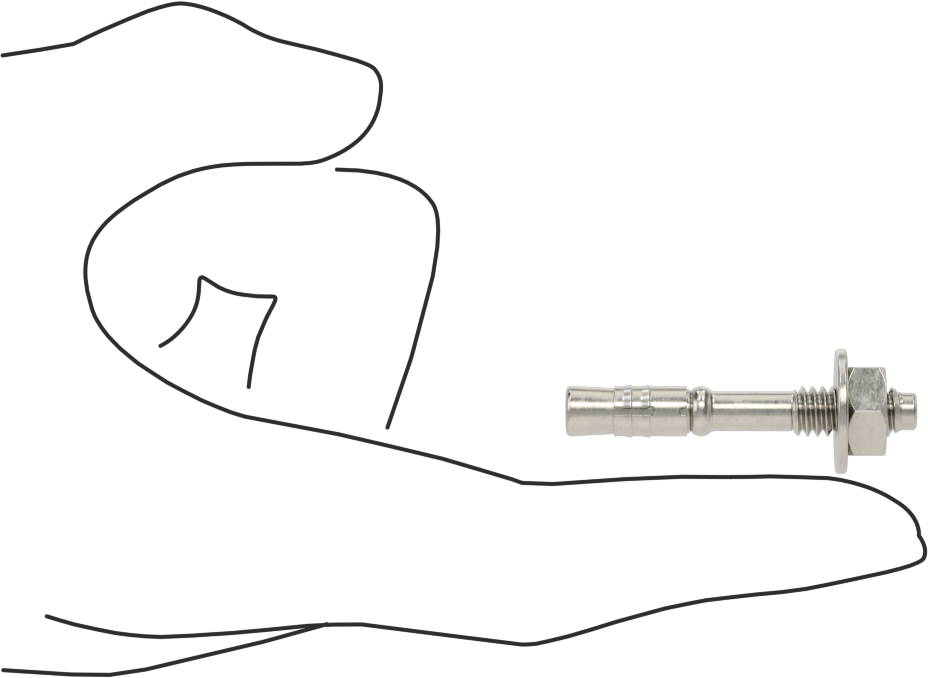 18-8 Beton için Paslanmaz Çelik Kamalı Dübel, 1/4" Çap, 1-3/4" Uzunluk