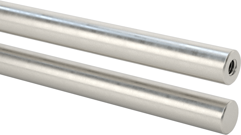 Dişli Doğrusal Hareket Mili, Dişli x Düz Uç, 52100 Çelik, 6 mm Çap, 50 mm Uzunluk