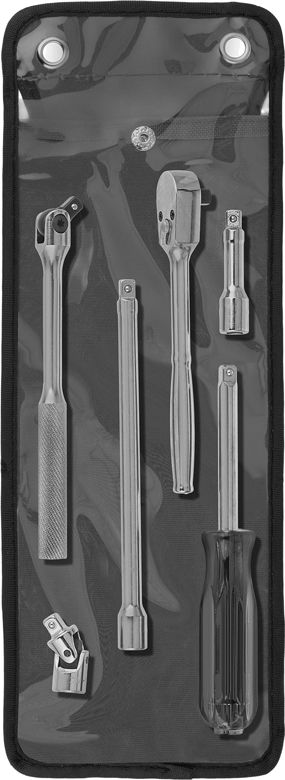 6 Parça 1/4" Kare Tahrikli Cırcır Anahtarı ve Adaptör Seti — Set, Torba, 6
