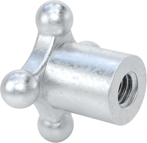 Alüminyum dört kollu topuz, 3/8"-16 Dişli Delikli, 1-1/2" Genişlik Başlık