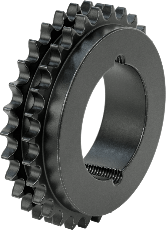 Taper-Lock Burç-Delik Çift Sıralı Dişli, ANSI 40-2 Makaralı Zincir için, Çelik, 30 Diş