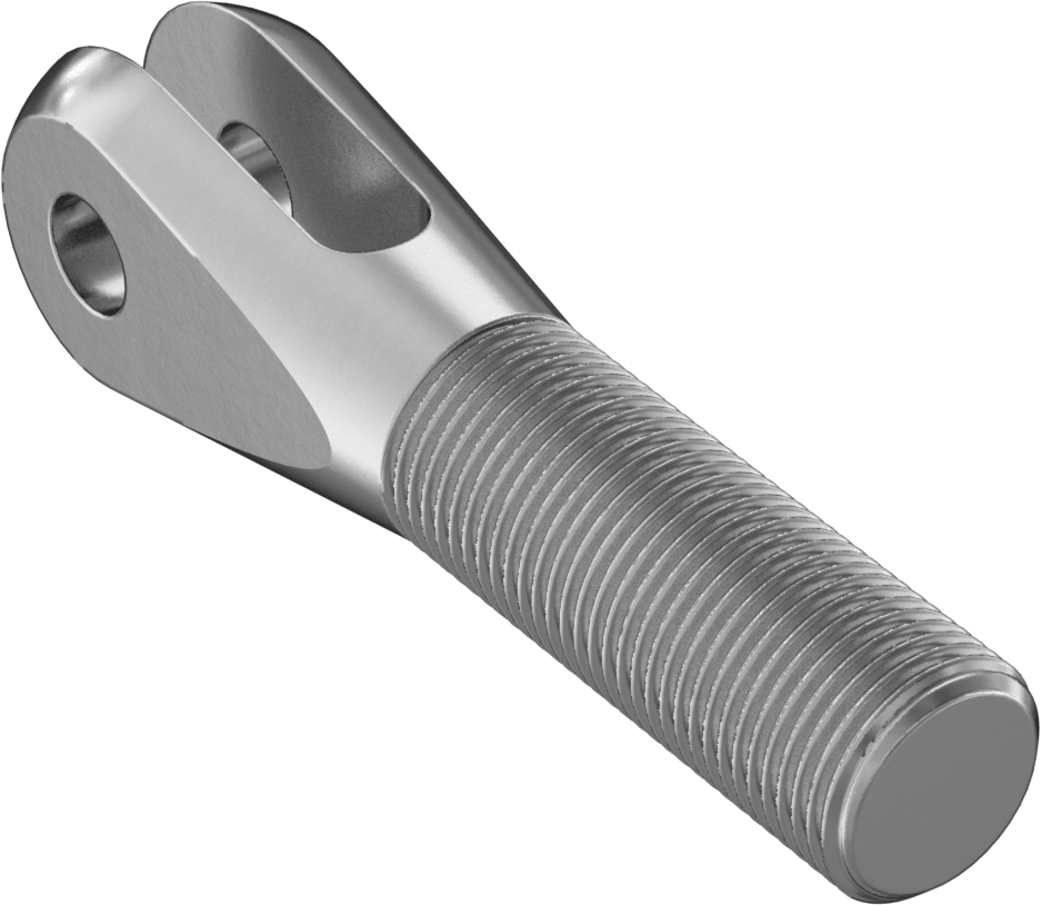 Dıştan Dişli Çatal Çubuk Ucu, Sağ Yönlü 3/4"-16 Diş, 3/8" İç Çap, 3-3/8" Şaft Merkez Uzunluğu — Erkek, 3⁄8", 3⁄4"-16