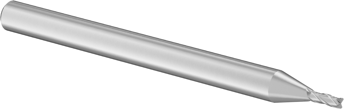 Karbür Kare 3 Kanallı Parmak Freze, TiAlN Kaplamalı, 1 mm freze çapı, 38 mm Toplam Uzunluk