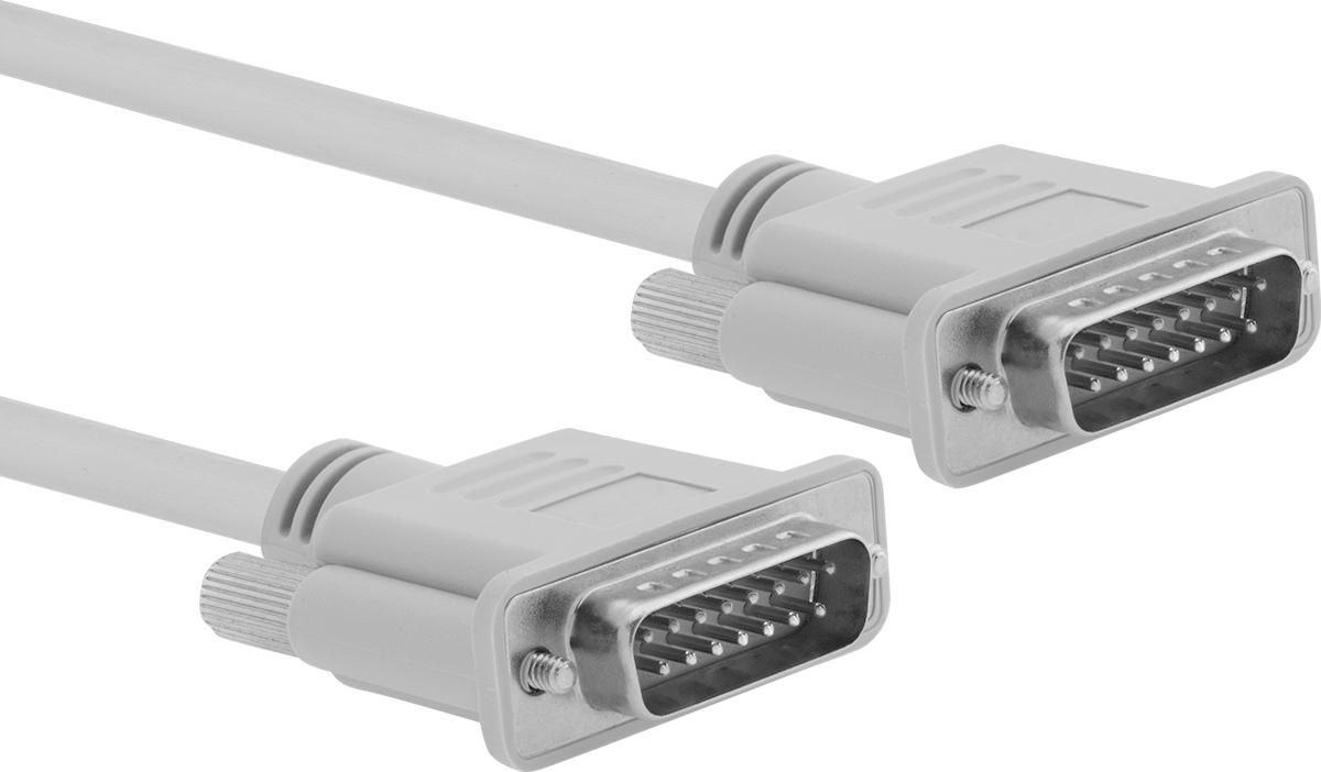 Bilgisayar Kablosu, DB15 Fiş x DB15 Fiş, 10 Fit Uzunluk — 10 ft., Çift Korumalı, Gri