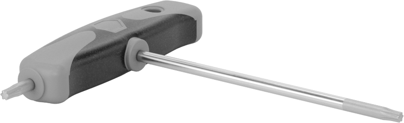 Yüksek Kaldıraçlı Krom Kaplı Çelik T-Kolu Torx Anahtarı, T15 Tahrik Boyutu, 4-15/16" Toplam Uzunluk — Düz, Bireysel, Ultra Grip