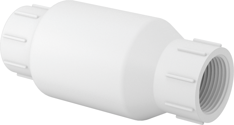 İçme Suyu için PVC Çekvalf, Yaylı Pistonlu, Beyaz, 1 NPT Dişi