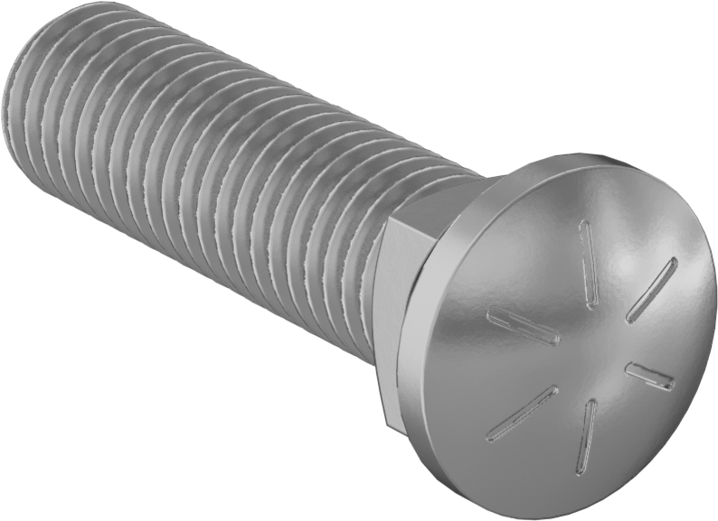 Kare Boyunlu Oval Başlı Sürgü Cıvataları, 5/8"-11 Diş Boyutu, 1-1/2" Uzunluk