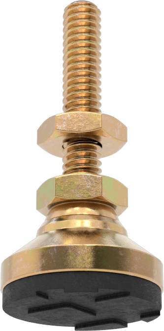 Dişli Saplamalı Döner Seviyeleme Montaj Parçası, Çinko-Sarı-Kromat Çelik, Yastık, 1-1/4" Uzunluk 1/4"-20 Saplama