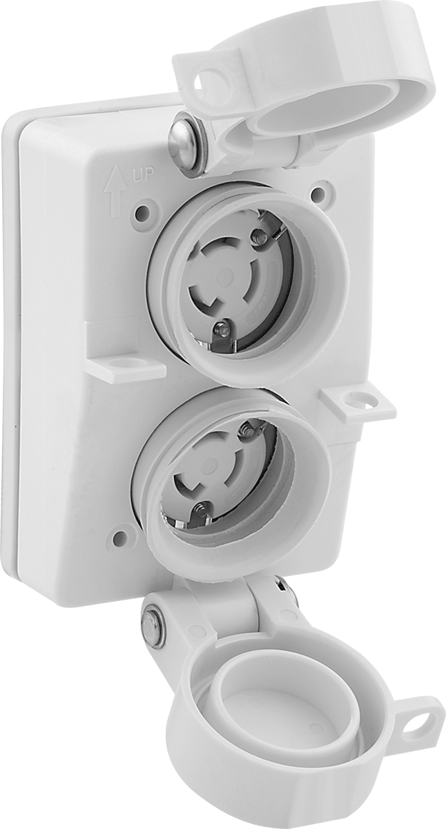 Yıkanabilir Döner Kilit Konektörü, Dubleks Priz, Üç Yuvalı Dişi, NEMA L5-15, Sarı — L5-15, 125V AC, Aşındırıcı, Tozlu, Yağlı, Dış Mekan,…