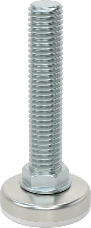 Çinko Kaplı Çelik Saplamalı Sert Tesviye Bağlantı Elemanları, Nikel Kaplı Taban, Naylon Yastık, 1/2"-13 x 2.5" Uzunluğunda Diş